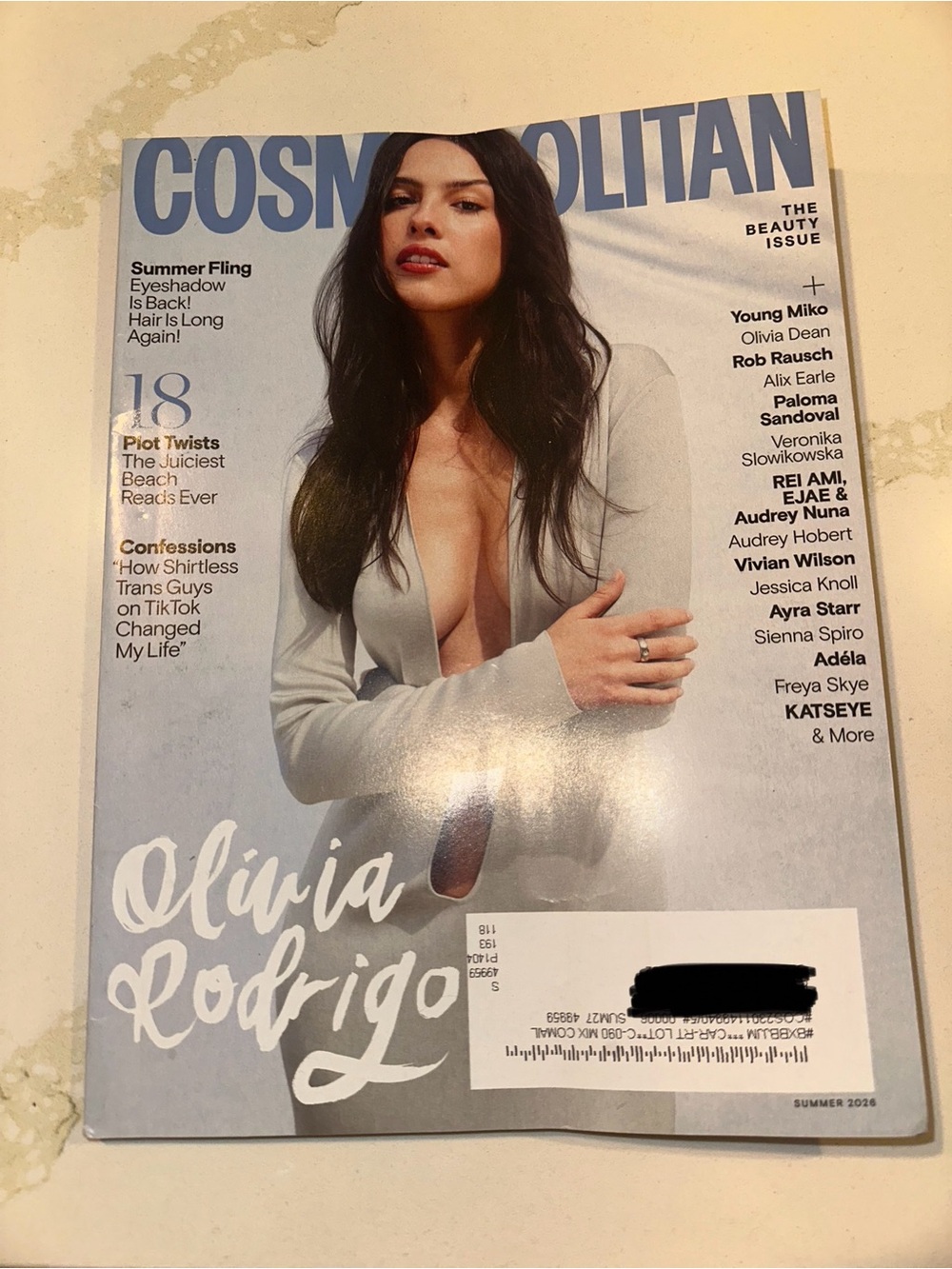 Cosmopolitan Magazine Cover with Olivia Rodrigo — Light Blue & White